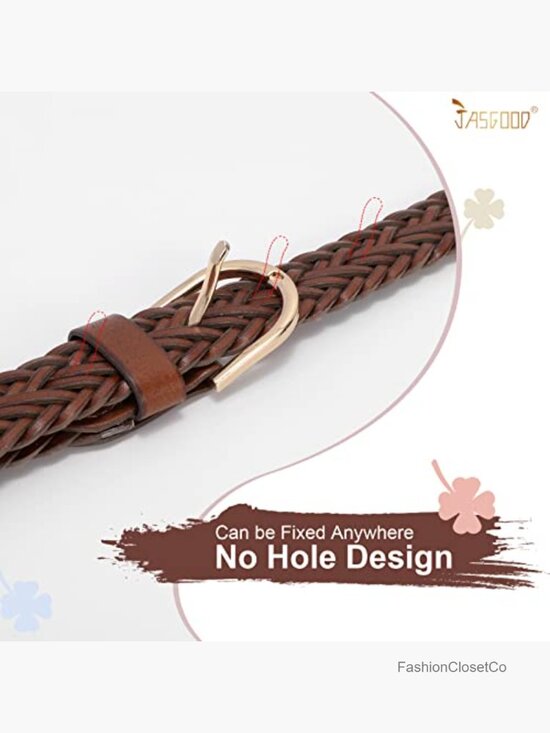 2 Pack Women Skinny Braided Leather Belts Woven Waist Belt main image 4